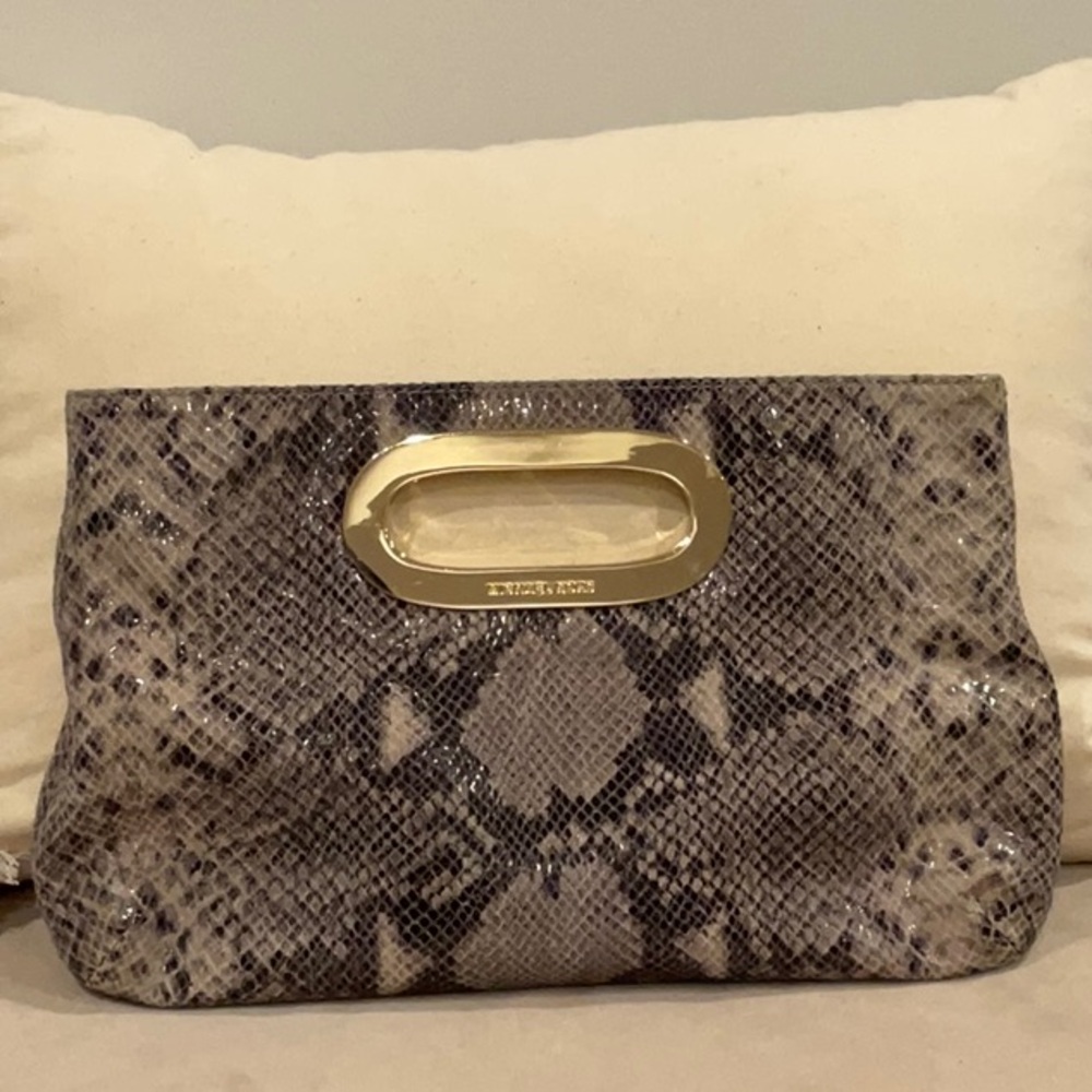 Michael Kors Elegant Snakeskin Clutch with Gold Accents